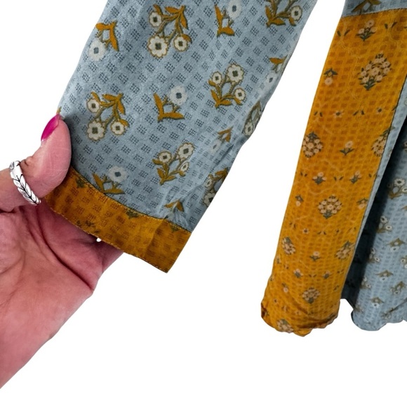 Max Yellow and Blue peasant Top size XL cottagecore boho - Picture 5 of 10